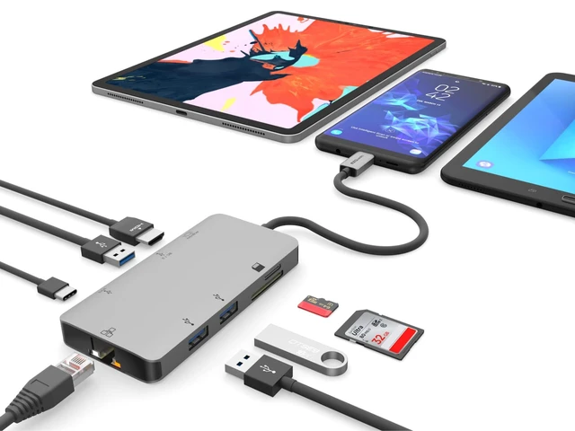 Alt view image 7 of 7 - EZQuest USB C Hub Docking Station 8 in 1 with 4K HDMI, 1 Gbit Ethernet, 3 USB A 3.0 Ports, 1 USB-C PD/Data, SD/Micro SD for Work and Travel, Compatible with MacBook/Dell/HP/Lenovo/Laptops
