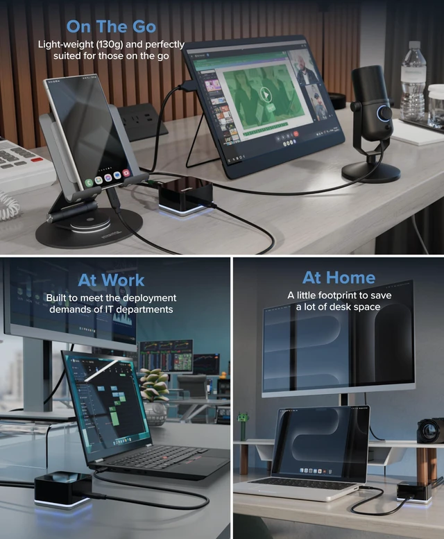 Alt view image 7 of 7 - Plugable USB-C Wired Cube Mini Docking Station | Compact HDMI, Gigabit Ethernet, and 3 USB Ports - Works with USB-C, USB4, and Thunderbolt, Macbook, Windows, Chromebook