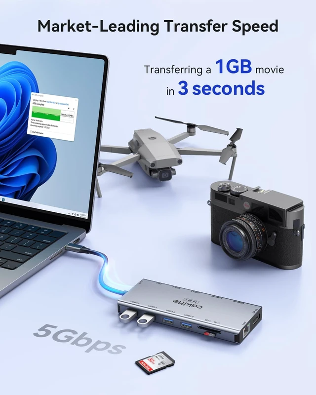 Alt view image 7 of 7 - USB C Laptop Docking Station, cakitte 14 in 1 Type C Hub Multiport Adapter with 3 Monitors, Dual HDMI, DP, Ethernet, SD/TF, Mic/Audio, PD,Compatible for MacBook Dell HP Lenovo (Grey)