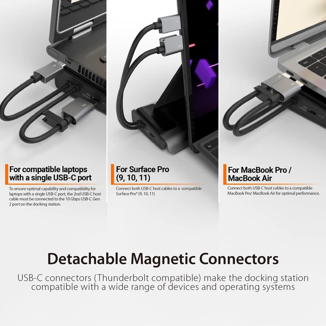 Alt view image 7 of 7 - j5create USB C Dual 4K60 Display Docking Station (12-in-1), Built-in M.2 | SSD Slot, HDMI, DisplayPort, 10Gbps USB-A, Card Reader, PD 100W, Ethernet, for Surface Pro 7/8/9/11 (JCD551)