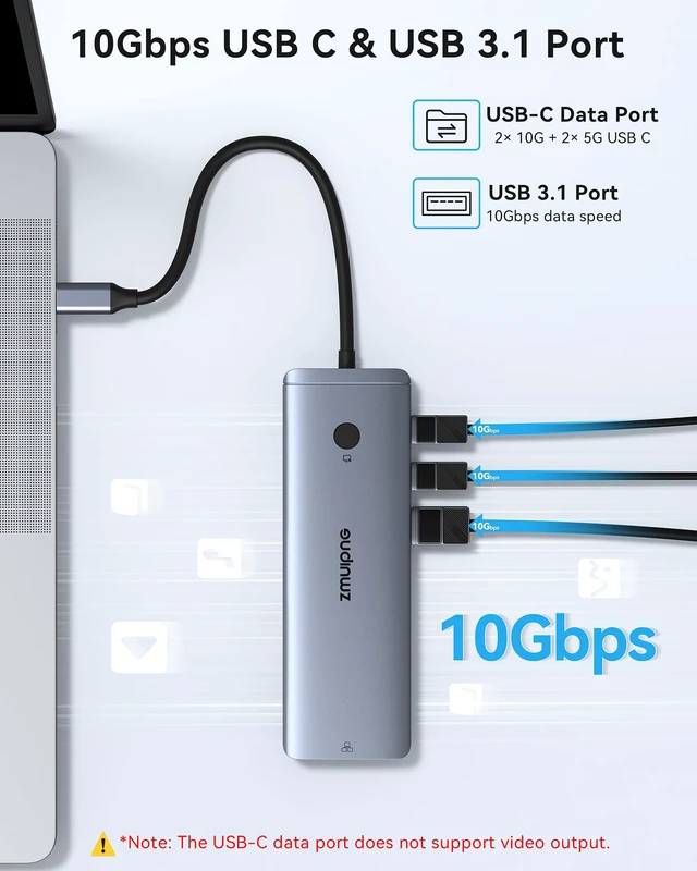Alt view image 5 of 7 - Laptop Docking Station Dual Monitor 2 HDMI Adapter for Dell/HP, USB C Dock | USB C to 2 HDMI Dual 4K HDMI Adapter, 10Gbps Data, Turn On/Off Button, USB A/C Port RJ45 Port USB C 100W PD Port for Laptop