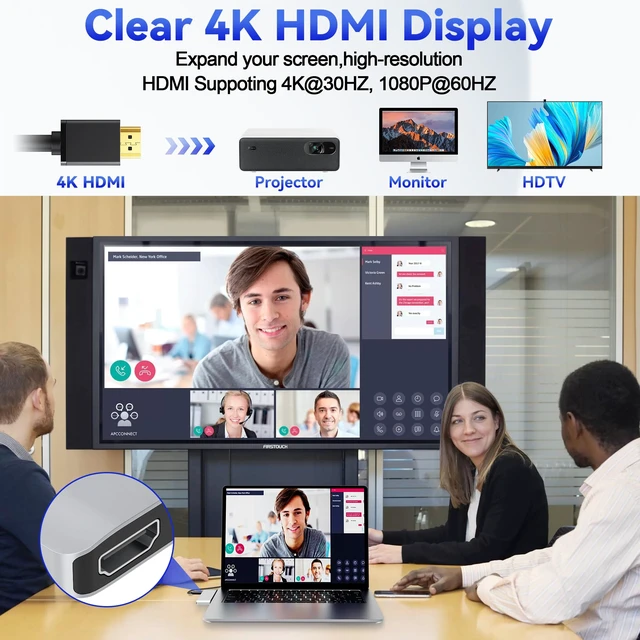 Alt view image 3 of 7 - Surface Laptop 7 USB Hub Docking Station, Surface Laptop 2024 Accessories with 4K HDMI, USB-C Thunerbolt 4 (8K Display+40G Data+100W Charging), 2 USB 3.0, USB-C, SD/TF, hub for Surface Laptop 7 (2024)