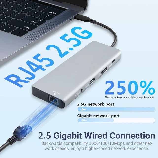 Alt view image 7 of 7 - 10-in-1 USB C Docking Station, 140W PD3.1, 8K HDMI 2.1, DP1.4, 2.5G Ethernet, USB 3.2 10Gbps, SD/TF, Audio Jack, Dual 4K@60Hz Display Hub for MacBook, Windows, Steam Deck, Switch (UC-U4)