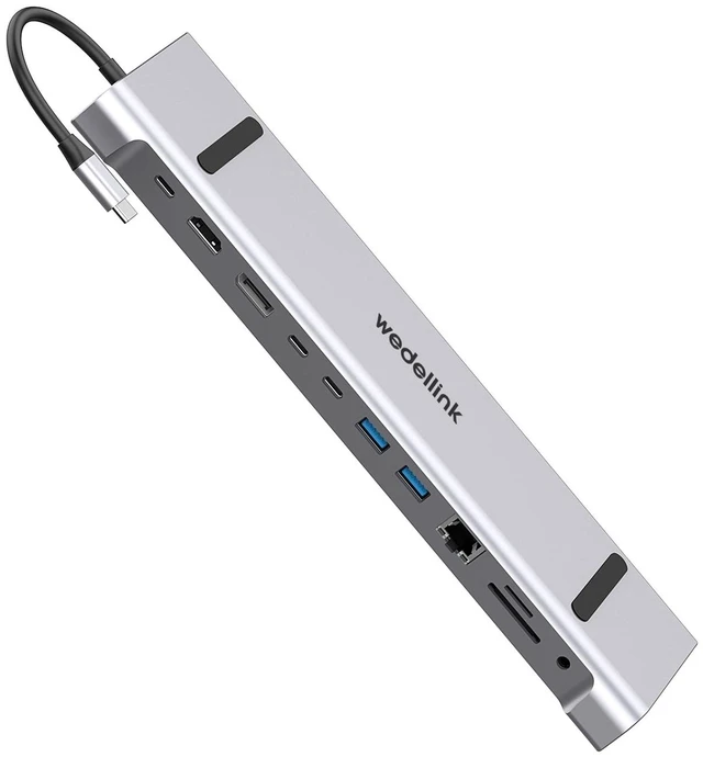 Main image of 12 in 1 USB C Docking Station Dual Monitor HDTV, 4K DP, USB 3.0, 100W PD, RJ45, SD/TF Reader, Universal Laptop Dock for MacBook Pro/Air, Dell, HP, Surface, Lenovo, Plug & Play