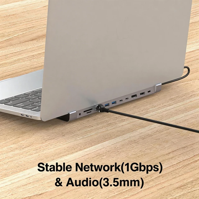 Alt view image 5 of 7 - 12 in 1 USB C Docking Station Dual Monitor HDTV, 4K DP, USB 3.0, 100W PD, RJ45, SD/TF Reader, Universal Laptop Dock for MacBook Pro/Air, Dell, HP, Surface, Lenovo, Plug & Play