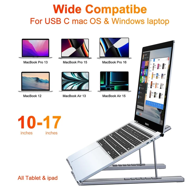 Alt view image 7 of 7 - SZZCNOX USB-C Docking Station Laptop Stand, 8-in-1 USB C Hub Folding Expansion Tablet Stand with 4K HDMI, USB 3.0, PD 100W, SD/TF Card, Universal Dock Station for MacBook/MacBook Pro/MacBook Air