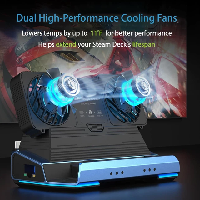 Alt view image 3 of 7 - USB C Docking Station for ROG Ally X, Legion Go, Switch, Steam Deck | Gaming Handheld Stand with M.2 NVMe SSD Slot, 4K@60Hz HDMI,100W PD,Dual Cooling Fans, Gigabit Ethernet, 4 USB, SD/TF Cardread