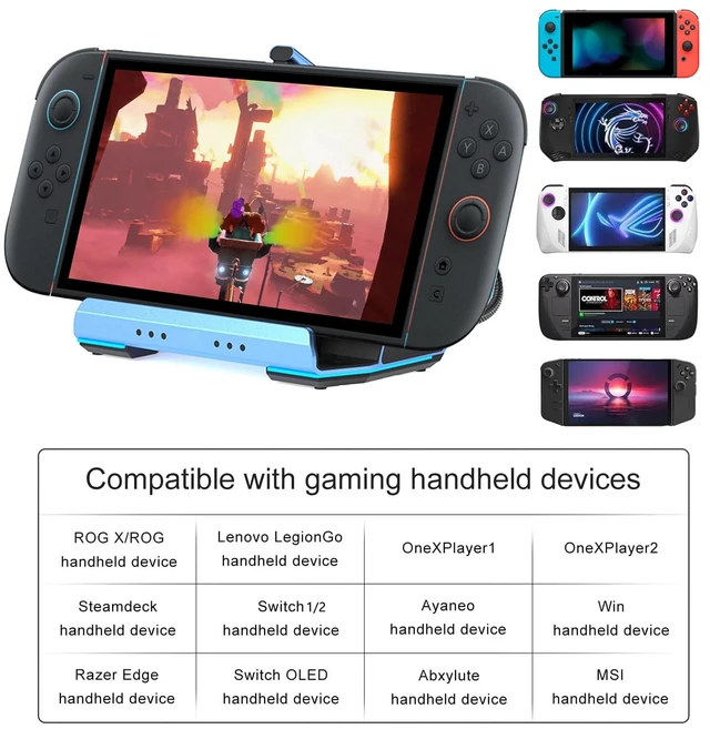Alt view image 2 of 7 - USB C Docking Station for ROG Ally X, Legion Go, Switch, Steam Deck | Gaming Handheld Stand with M.2 NVMe SSD Slot, 4K@60Hz HDMI,100W PD,Dual Cooling Fans, Gigabit Ethernet, 4 USB, SD/TF Cardread