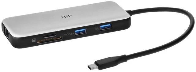 Main image of Monoprice 8-in-1 Dual-HDMI Dock with 10Gbps USB Ports, 10 Gbps USB Ports, 100W Passthrough Charging, Ethernet, SD/MicroSD Readers, PlugandPlay, Works with Windows, MacOS, and Thunderbolt Systems