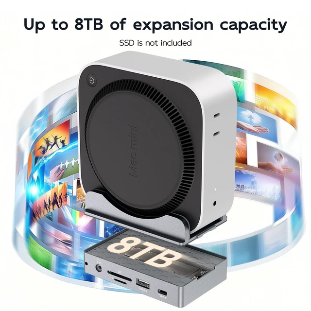 Alt view image 6 of 7 - MAIWO Mac mini Dock & M.2 SATA NVMe Enclosure with SD/TF Card Reader/Hubs | 9-in-1 MaBook Air Hub, Up to 10Gbps,1xGigabit Ethernet/MIC/HD 4K, Two Halves Magnetically Connect, Mainly Aluminum
