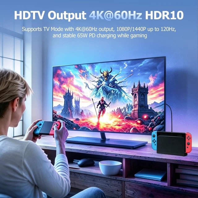 Alt view image 2 of 7 - Docking Station for Switch 2, TV Charging Dock with HDMI & USB Ports | HDMI TV Connection, Charger & Cable Included for Home Entertainment, Gaming Setup and Easy Installation