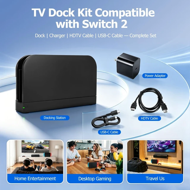 Alt view image 7 of 7 - Docking Station for Switch 2, TV Charging Dock with HDMI & USB Ports | HDMI TV Connection, Charger & Cable Included for Home Entertainment, Gaming Setup and Easy Installation