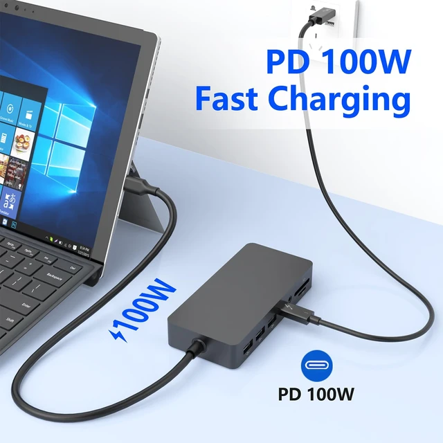 Alt view image 5 of 6 - Ms USB C Dock Triple Display (4K DP+HDMI+VGA), 12 in 1 USB C Docking Station with Gigabit Ethernet, 4K HDMI VGA DP Display, 3xUSB 3.0, Audio Out, 100W PD, SD/TF Combo Dock