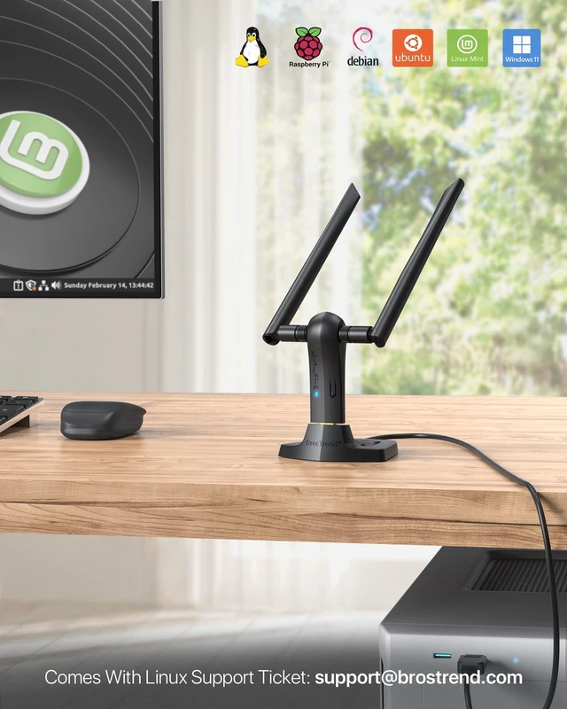 Alt view image 2 of 7 - BrosTrend AC1200 Linux Compatible WiFi Adapter for PC, Raspberry Pi, Odroid | Long Range USB WiFi Adapter Linux for Ubuntu, Kali, Mint, Debian, Lubuntu, Mate, Zorin, PureOS, Windows etc. 5GHz + 2.4GHz
