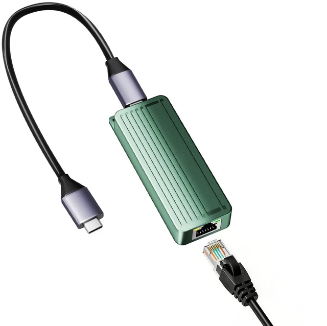 Main image of USB C to 10Gbps Ethernet Adapter, USB 3.2 Gen 2x2 Type-C to RJ45 10G LAN Network Dongle with Realtek RTL8159 Chip, Thunderbolt 3/4 Compatible for MacBook, Windows 11 Laptop, NAS, PC