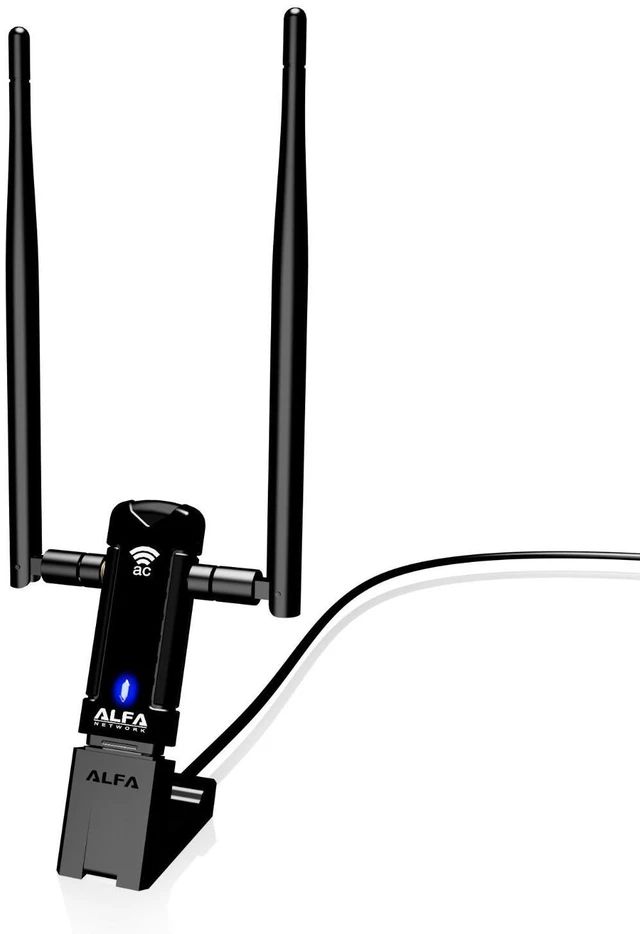 Main image of ALFA Network AWUS036AC Long-Range Wide-Coverage Dual-Band AC1200 USB Wireless Wi-Fi Adapter w/High-Sensitivity External Antenna - Windows, MacOS & Kali Linux Supported