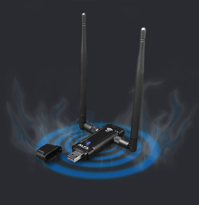 Alt view image 2 of 7 - ALFA Network AWUS036AC Long-Range Wide-Coverage Dual-Band AC1200 USB Wireless Wi-Fi Adapter w/High-Sensitivity External Antenna - Windows, MacOS & Kali Linux Supported