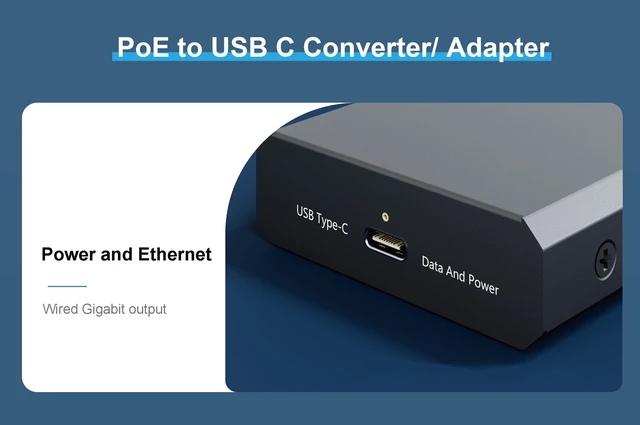 Alt view image 5 of 7 - PROCET Gigabit PoE to USB C Converter up to 60W RJ45 to C Type Power with Ethernet Connectivity, Wide Working Temp -4 to 131 for Echo Hub, Home Assistant, Beosound A5, VR Quest, Tablet, iPad, Laptop