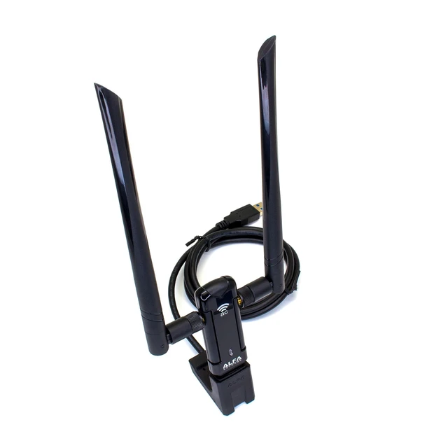 Alt view image 6 of 7 - Alfa Long-Range Dual-Band AC1200 Wireless USB 3.0 Wi-Fi Adapter w/2x 5dBi External Antennas - 2.4GHz 300Mbps / 5Ghz 867Mbps - 802.11ac & A, B, G, N