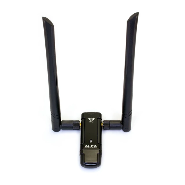 Alt view image 2 of 7 - Alfa Long-Range Dual-Band AC1200 Wireless USB 3.0 Wi-Fi Adapter w/2x 5dBi External Antennas - 2.4GHz 300Mbps / 5Ghz 867Mbps - 802.11ac & A, B, G, N
