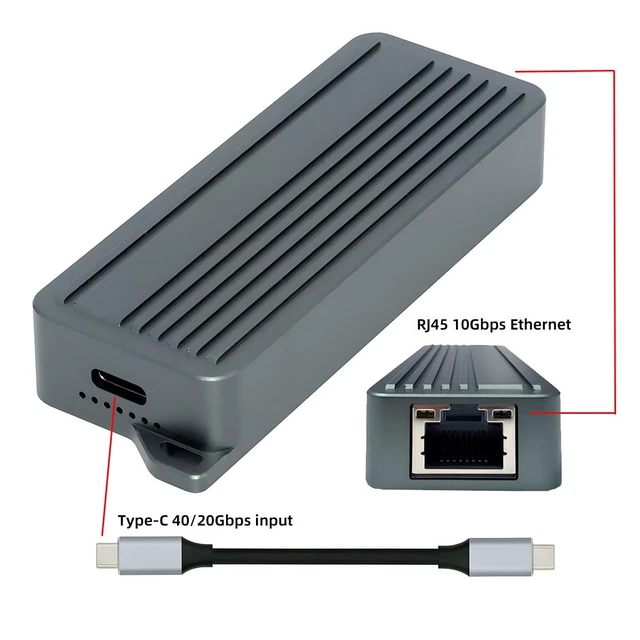 Alt view image 4 of 7 - cablecc USB4 USB3.2 Gen2 USB-C Type-C to 10Gbps GBE Gigabit 10000Mbps 5Gbps 2.5Gbps Ethernet Network LAN Cable Adapter RTL8159 for Desktop Laptop NAS