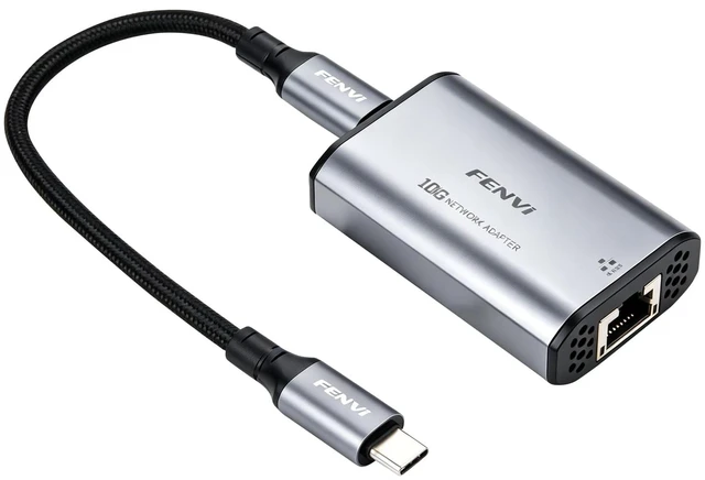 Main image of FENVI 10Gbps USB-C to RJ45 Ethernet Adapter with Realtek RTL8159 for PC | Multi-Speed 10G/5G/2.5G/1G/100M, 10G USB 3.2 Type-C to RJ45 Adapter, Thunderbolt 3/4/5, NAS & 4K Editing Ready, Win/Mac/Linux