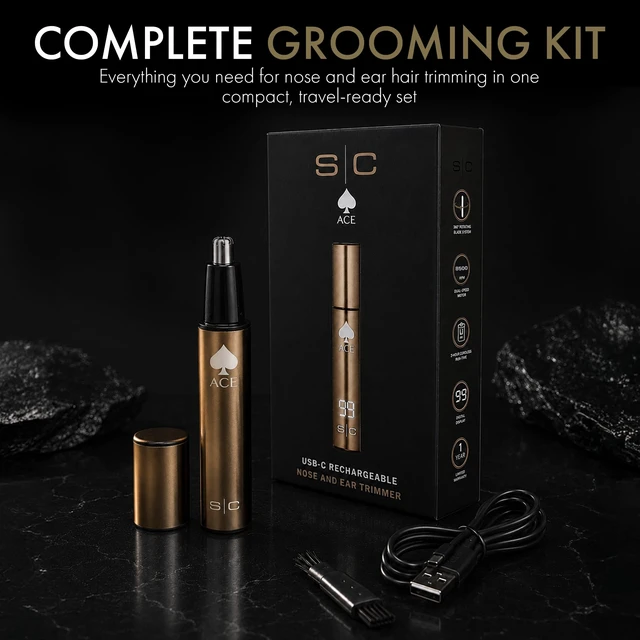 Alt view image 7 of 7 - StyleCraft Ace Ear & Nose Hair Trimmer for Men Rechargeable Up to 8,500 RPM | Advanced 360° Rotating Blade for Smooth and Precise Hair Removal, Dual-Speed Motor with Protective Cap, Travel Friendly