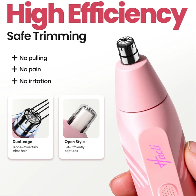 Alt view image 2 of 7 - Nose Hair Trimmer for Women -Electric Painless Nose Hair Clipper, Easy Cleansing, IPX7 Waterproof, Safe & Quiet, Travel Lock USB-C Rechargeable, Pink