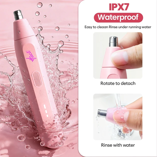 Alt view image 3 of 7 - Nose Hair Trimmer for Women -Electric Painless Nose Hair Clipper, Easy Cleansing, IPX7 Waterproof, Safe & Quiet, Travel Lock USB-C Rechargeable, Pink