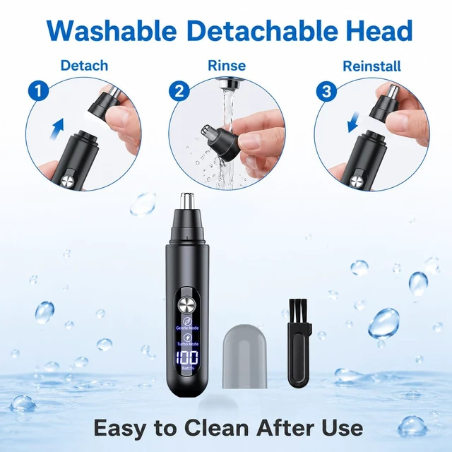 Alt view image 6 of 7 - Electric Nose Hair Trimmer, with LED Power Indicator, can Switch Between Gentle and Strong Modes, the Head can be Detached for Water Cleaning and Drying, USB Charging, Ultra-Long Standby time
