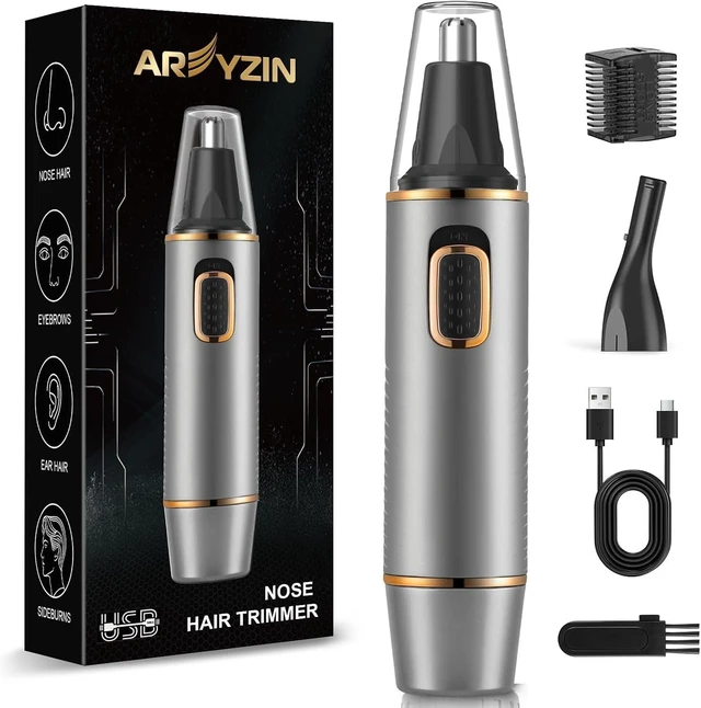Main image of AREYZIN Nose Hair Trimmer for Men,Rechargeable Ear and Nose Trimmer,2 in 1 Painless Professional Eyebrow & Facial Hair Trimmer with IPX7 Waterproof Dual Edge Blades,Wet/Dry Use(Grey)
