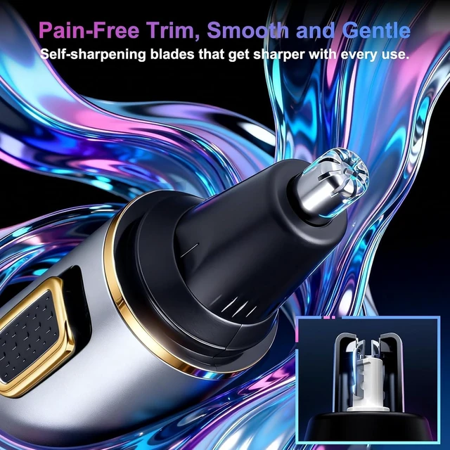 Alt view image 2 of 7 - AREYZIN Nose Hair Trimmer for Men,Rechargeable Ear and Nose Trimmer,2 in 1 Painless Professional Eyebrow & Facial Hair Trimmer with IPX7 Waterproof Dual Edge Blades,Wet/Dry Use(Grey)