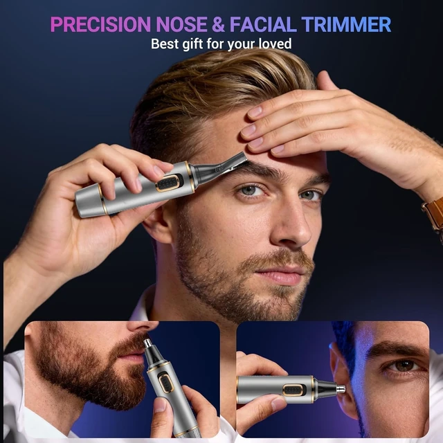 Alt view image 4 of 7 - AREYZIN Nose Hair Trimmer for Men,Rechargeable Ear and Nose Trimmer,2 in 1 Painless Professional Eyebrow & Facial Hair Trimmer with IPX7 Waterproof Dual Edge Blades,Wet/Dry Use(Grey)