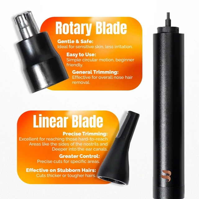 Alt view image 2 of 6 - Brio Nose, Ear & Eyebrow Trimmer for Men & Women Sleek Compact Design | Nose, Ear & Eyebrow Trimmer with 2-Edge Rotary & Linear Blade Sleek Design for Men & Women