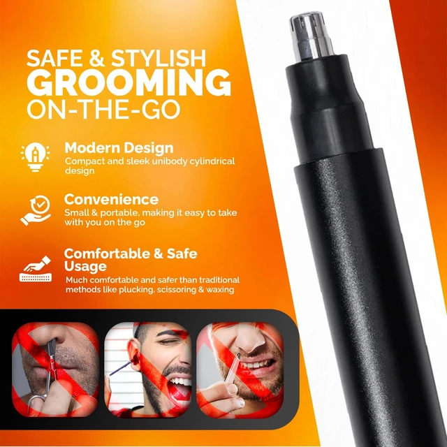 Alt view image 3 of 6 - Brio Nose, Ear & Eyebrow Trimmer for Men & Women Sleek Compact Design | Nose, Ear & Eyebrow Trimmer with 2-Edge Rotary & Linear Blade Sleek Design for Men & Women