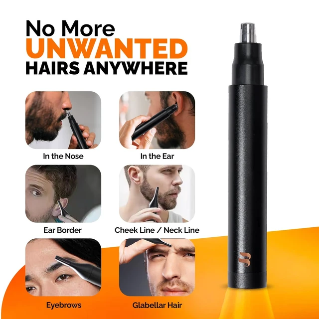 Alt view image 4 of 6 - Brio Nose, Ear & Eyebrow Trimmer for Men & Women Sleek Compact Design | Nose, Ear & Eyebrow Trimmer with 2-Edge Rotary & Linear Blade Sleek Design for Men & Women