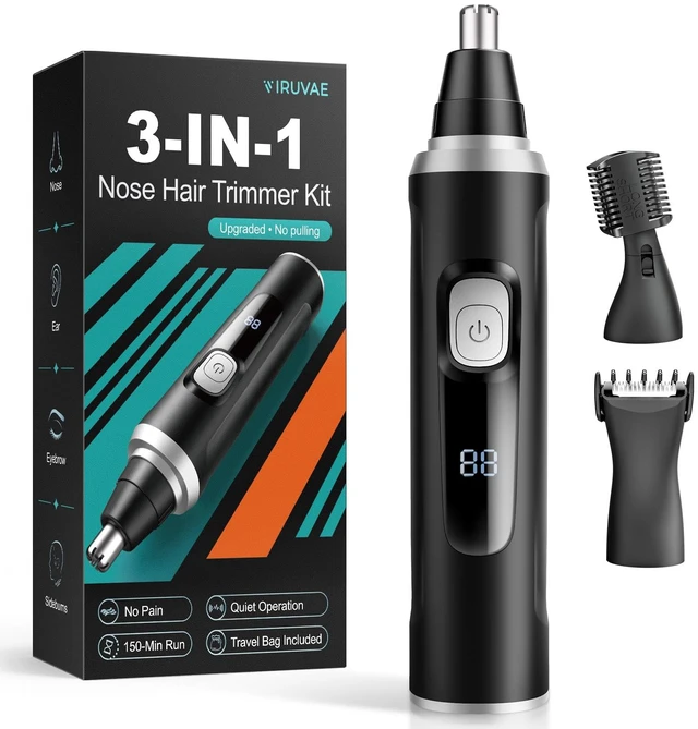 Main image of iruvae Nose Hair Trimmer for Men: Advanced High-Torque Motor for Fast & Painless Grooming 3-in-1 Professional Electric Ear and Nose Hair Trimmer for Men, Eyebrow Trimmer & Facial Hair Remover