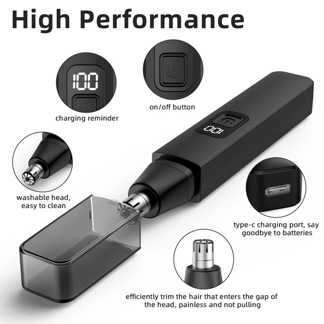 Alt view image 6 of 7 - VOTEYO Nose Hair Trimmer Rechargeable Cordless Painless Ear Eyebrow Trimming Tool Dual Edge Blades Razor Easy Cleansing with LED Light for Man Woman IR