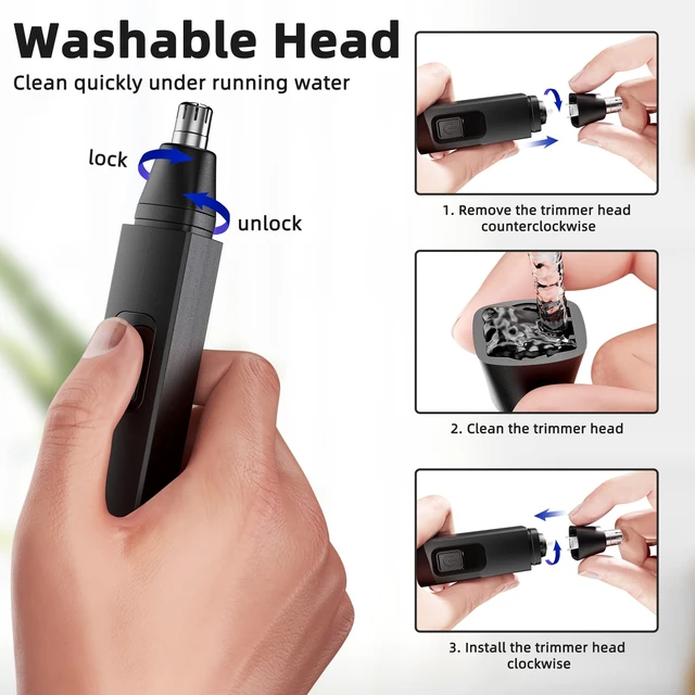 Alt view image 5 of 7 - VOTEYO Nose Hair Trimmer Rechargeable Cordless Painless Ear Eyebrow Trimming Tool Dual Edge Blades Razor Easy Cleansing with LED Light for Man Woman IR