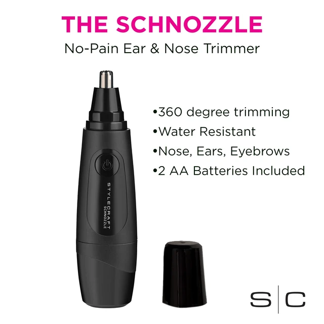 Alt view image 5 of 7 - STYLECRAFT Schnozzle Cordless Water Resistant Nose & Ear Trimmer | Portable, LED Light, Matte Black, Pain Free