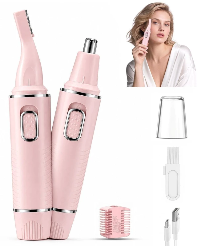 Main image of AREYZIN Nose Hair Trimmer for Women, 2 in 1 Professional Painless Electric Facial and Eyebrow Hair Remover, IPX7 Waterproof, USB Rechargeable, Dual-Edge Blades (Pink)