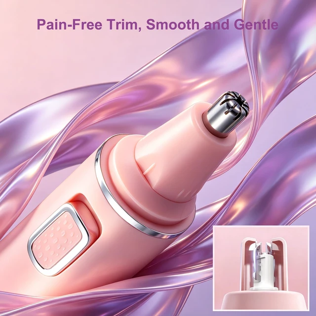 Alt view image 3 of 7 - AREYZIN Nose Hair Trimmer for Women, 2 in 1 Professional Painless Electric Facial and Eyebrow Hair Remover, IPX7 Waterproof, USB Rechargeable, Dual-Edge Blades (Pink)