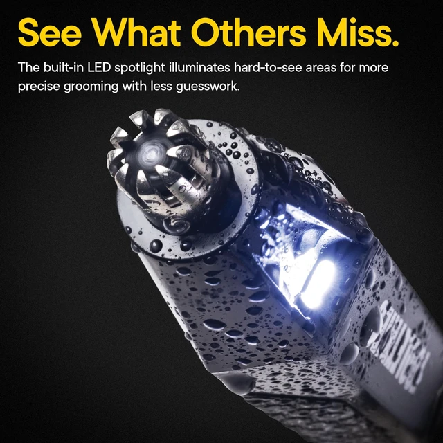 Alt view image 4 of 7 - TOOLETRIES The Ranger Nose & Ear Hair Trimmer for Men - Black | Rechargeable waterproof trimmer with stainless steel dual-edge blades, LED spotlight and travel lock.