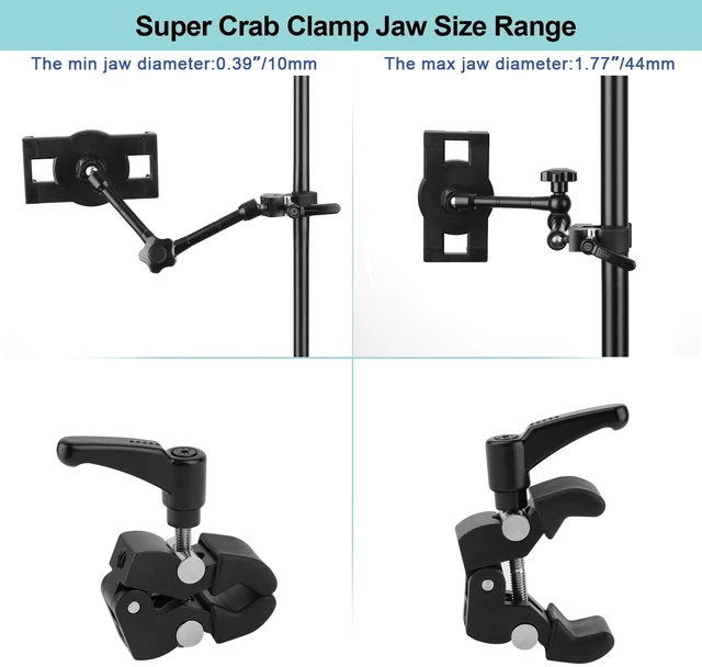 Alt view image 2 of 7 - Mippko iPad Holder for Microphone Stand/Mic Music Stand,Tablet Mount Compatible with 4.7~12.9" / Nexus/LG G Pads/e-Reader/Switch/iPhone,360° Adjustable 10" Long Aluminum Alloy Arm