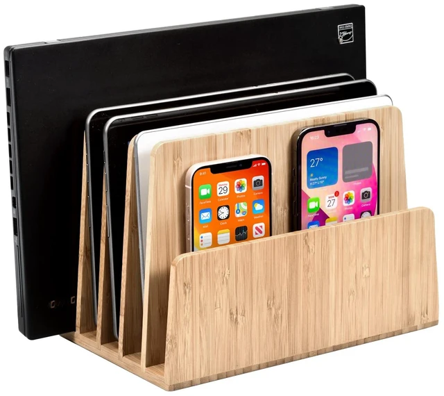 Main image of MobileVision Bamboo Multi Device Organizer for Smartphones, Tablets and Laptops, 5 Slots