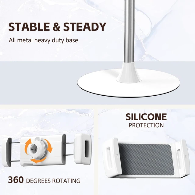 Alt view image 7 of 7 - OATSBASF Heavy-Duty iPad Stand Floor 65" Height-Adjustable Tablet Holder | Overhead Bed Stand, Universal Tablet Floor Stand Fits 4.7-12.9" iPad Pro/Air/Mini, Kindle & Cell Phones