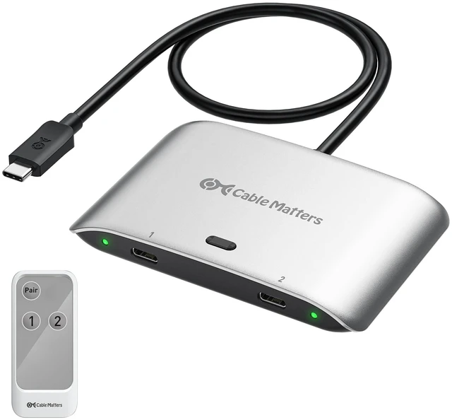 Main image of 20Gbps USB C KVM Switch for 2 Computers, 140W PD Charging | 8K@30Hz Windows, 4K@60Hz macOS, Shares USB-C/Thunderbolt 4 Monitor or Dock, Not for Dock with an Attached Cable