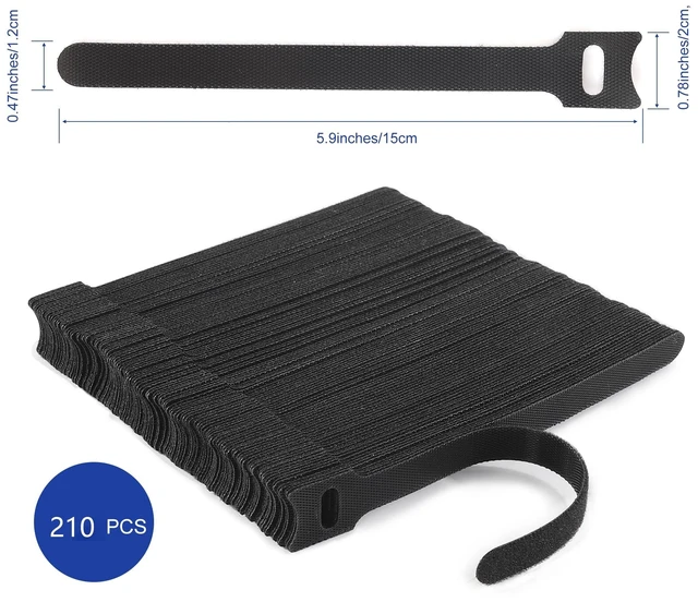 Alt view image 8 of 12 - Reusable Cable Ties, 210 PCS 6 Inches Adjustable Cord Straps Wire Organizer Cord Wrap and Hook Loop Cable Management