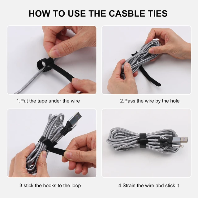 Alt view image 10 of 12 - Reusable Cable Ties, 210 PCS 6 Inches Adjustable Cord Straps Wire Organizer Cord Wrap and Hook Loop Cable Management