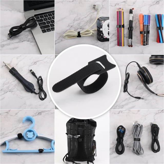 Alt view image 9 of 12 - Reusable Cable Ties, 210 PCS 6 Inches Adjustable Cord Straps Wire Organizer Cord Wrap and Hook Loop Cable Management